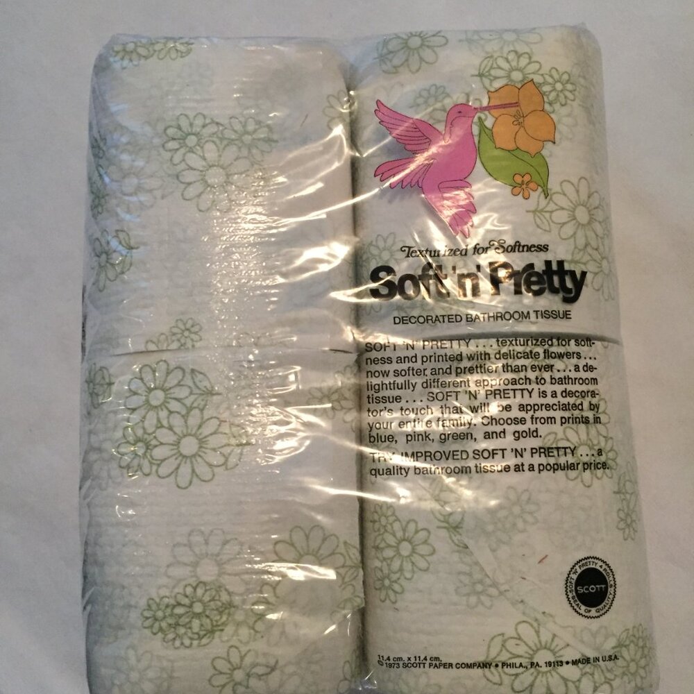 Vintage Scott Soft'n Pretty Toilet Paper 1973 Green Daisy Print Hum… - Picture 4 of 9